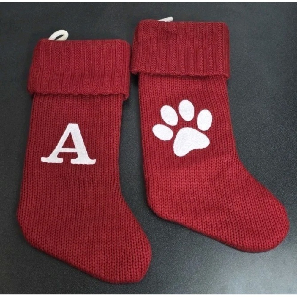 2 New Wondershop Initial Monogram Knit Christmas Stockingโ Red Letter Pet